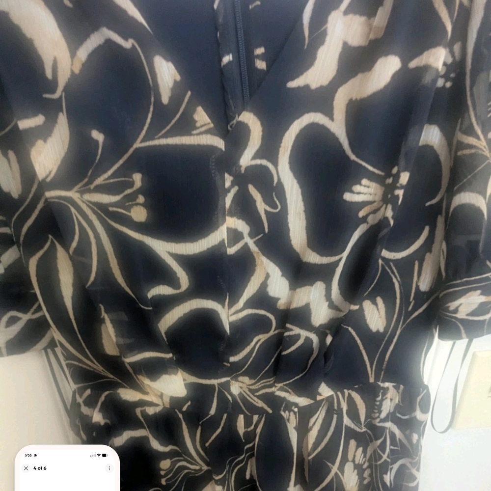 Harper Rose Navy and Cream Floral Midi Dress - Picture 3 of 5